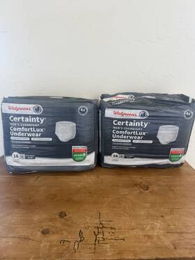 Walgreens 311917044286 Certainty Mens Overnight Underwear Size L 16 Ct Ea 32 Tot. Lot Of 2