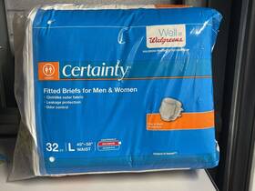 Walgreens 311917094076 Certainty Unisex Briefs Size Large 45 Inch -58 Maximum Absorbency 32 Count