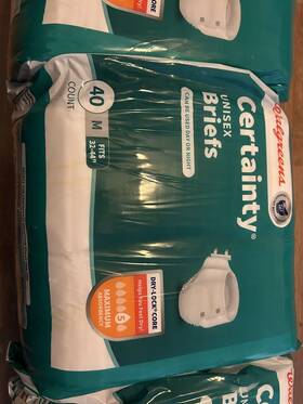 Walgreens 311917197944 Certainty Unisex Briefs Size Medium 32-44 Inch Max Abs 3 Packages 120ct