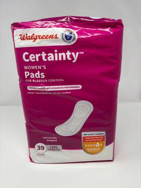 Walgreens 311917198262 Certainty Womens Pads 39 Count Long Length Maximum Absorbency