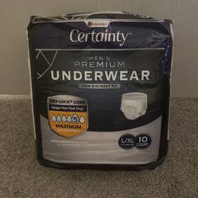 Walgreens 311917205960 Certainty Mens Underwear White L/xl 10ct Thin Discreet Fit - Sealed