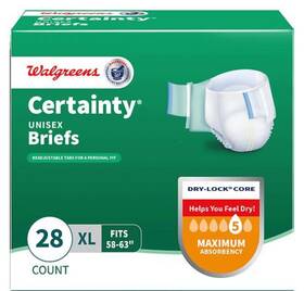 729788 Walgreens Certainty Unisex Incontinence Briefs Maximum Absorbency Xl 28 Ct New