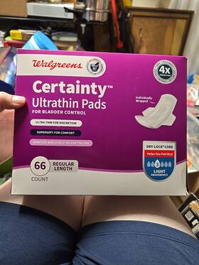 844898 Walgreens Certainty Womens Bladder Control Pads Light Absorb Reg Length 66 Ct