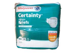 Walgreens Certainty 311917197937 Unisex Briefs 40 Count Size M