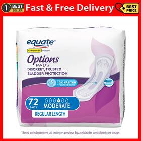 Walmart Inc. 445051237235 Equate Options Womens Moderate-regular Incontinence Pads 72 Count
