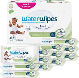 100012 Waterwipes Sensitive Baby And Toddler Wipes 3-in-1 Cleans Cares Protects 99.9