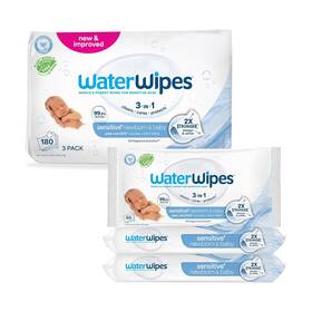 Waterwipes 852401006576 Sensitive Newborn And Baby Wipes 3-in-1 Cleans Cares Protects 99.9