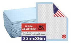 Wmp2336-65g Wave Medical Products 150 Pads 23x36 Heavy Absorbency Adult Incontinence Disposable Bed Pee Underpads