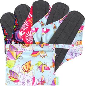 Pc-43164 Wegreeco H&pc-43164 Charcoal Reusable Menstrual Pads For X-large Pack Of 5 Butterfly