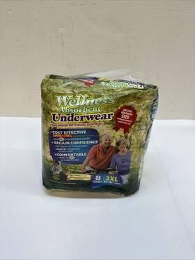 Wellness 019962904349 8 Pack Absorbent Underwear 3xl 80 Inch -95 Plus Incontinence Comfort