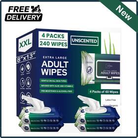 Aw-240 Wet Adult Wipes For Elderly - 8 Inch X13 Extra Large And Soft Adults Bath