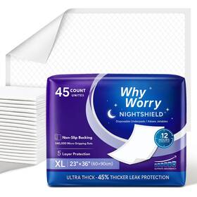 Wup04-a474 Whyworry Nightshield Incontinence Bed Pads For Adults With 23 Inch X 36 White