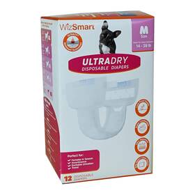 2011023 Wizsmart Ultra Dry Disposable Dog Diapers Medium 12 Pack Leak-proof Pet Diap