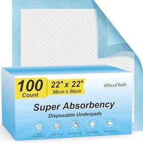 Wowflash 630130885095 100 Count 22 Inch X Super Absorbency Disposable Underpads Leakproof Quick Dr