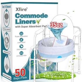 Xf50p001 Xfire Commode Liners With Absorbent Pads- 50 Bags Pads Extra T