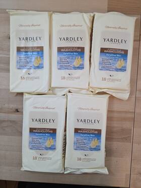 Yardley 850058859798 London 5 Qty 18 Ct Packs Large Disposable Washcloths Sensitive Skin New