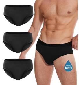 Yeswel 783712189545 3 Pack Incontinence Medium Underwear For Men Washable Reusable Heavy Flow