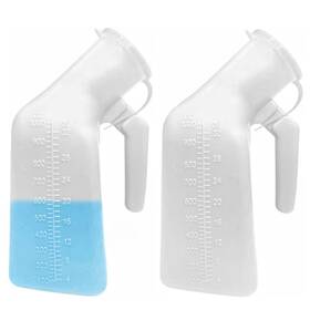 Yumsum 734010160392 Thick Firm Male Urinal Urine Bottle With Lid 32oz./1000ml White Pack Of 2
