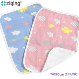 X00429es1n Ziqing 2 X Washable Reusable Incontinence Bed Pads Soft 6-layer Cute Cloud Pee