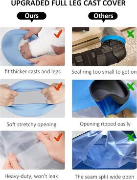 Zoyehoo 445032915930 Waterproof Cast Covers For Shower Leg Adult Upgraded Full Leg-l