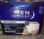 Tena Incontinence Underwear For Men, Overnight Small Extra Coverage 42 Ct. Fixed Price $30.00.