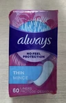 Always No Feel Protection Liners 60 Count, Thin & Absorbent Individually Wrapped. Fixed Price $8.75.