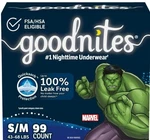 Goodnites Boys' Bedwetting Underwear, Size S/m (43-68 Lbs), 99 Ct. Fixed Price $53.00.