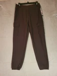 Women's Cargo Pants Large Fleece Lined Brown Pull On Elastic At Ankles. Fixed Price $18.00.