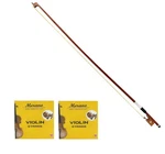 Merano Violin Bow + 2 Sets Strings ( 8 Pieces ) 4/4 Full Size ,ship From Usa. Fixed Price $39.99.
