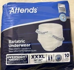 Adult Incontinence Underwear Attends Bariatric Xxxl-large (74 92") 10 Count. Fixed Price $34.99.