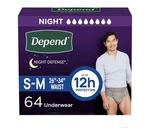 Depend Defense Adult Incontinence Underwear For Men, Overnight, S/m, 64CT. Fixed Price $35.99.