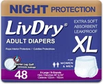 Livdry Overnight Protective Underwear Xl Size X-large (48 Count), White. Fixed Price $107.54.