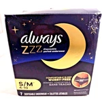 Always Zzz Overnight Disposable Period Underwear For Women, Size S/m 4-10, 7 Ct. Fixed Price $10.00.
