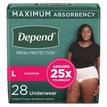 Depend Disposable Underwear Female Large 56 Ct. Fixed Price $62.51.