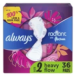 Always Radiant Feminine Pads For Women, Size 2 Heavy, With Wings, Scented, 36.... Fixed Price $18.99.