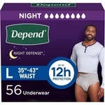 Depend Defense Adult Incontinence Underwear Men Overnight, L, 56CT, Grey. Fixed Price $48.00.