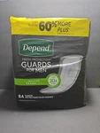 Depend For Men Guards, Maximum Protection, 84 Ct, Disheveled. Fixed Price $35.00.
