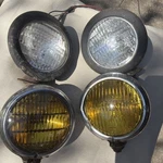 Lot 4 Vintage Car Fog Lights Driving Lamp Yellow Glass Lens Untested. Fixed Price $55.00.