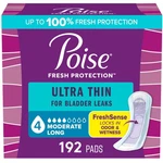 Incontinence Pads Ultra Thin Long Length 192 Count Moderate Absorbency Poise. Fixed Price $154.99.