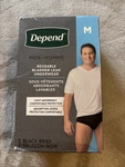 Depend Men Incontinence Underwear, Light Absorbency, Medium Opened Box. Fixed Price $18.95.