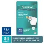 Assurance Stretch Brief With Tabs, Incontinence Underwear, L/xl, Ultimate, 34 Ct. Fixed Price $43.44.