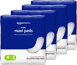 Amazon Basics Maxi Pads For Periods- Thick, Super Absorbency, Unscented, 192 Cou. Fixed Price $41.99.