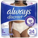 Always Discreet Underwear Sensitive Skin Large 24 Count Maximum Absorbency Four. Fixed Price $46.99.
