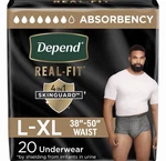 Depend Real Fit Incontinence Underwear L-xl 20 Ct Maximum Absorbency New. Fixed Price $30.95.