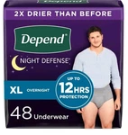 48 Ct. Depend Night Defense Adult Incontinence Underwear Extra-large Men Xl New. Fixed Price $45.97.