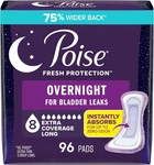 Poise Overnight Incontinence Postpartum Pads -8 Drop Extra Coverage, 96 Count. Fixed Price $42.49.