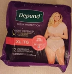 Depend Night Defense Underwear Women Incontinence Dryshield Xl 12 Count Variety. Fixed Price $23.79.