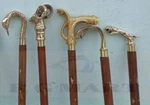 Lot Of 5 Pcs Stylish Walking Stick Wooden Cane Brass Antique Design Handle. Fixed Price $136.04.