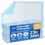 Medline Moderate Absorbency Underpad, 23" X 36", 150 Count, Disposable Chucks.... Fixed Price $78.65.