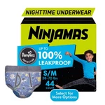 Ninjamas Boys Bedwetting Nighttime Underwear, Size S/m 37-90LB 44CT. Fixed Price $33.53.